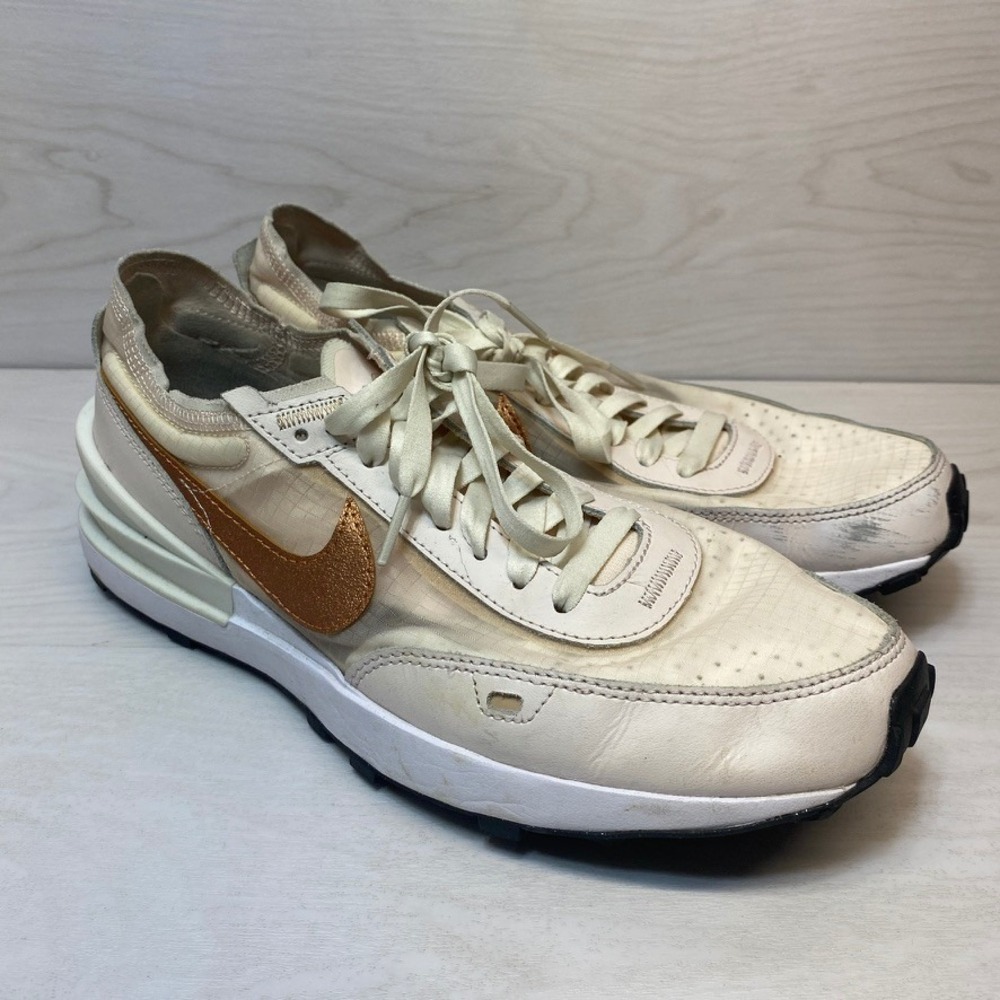 Nike Womens 10 Waffle One Sneakers Running Shoes Cream Copper FB1298-600 Mesh